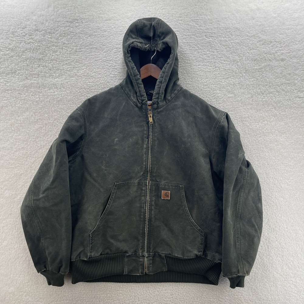 Vintage Carhartt J130 Jacket Mens Large Moss Green Duck Insulated Active Jac Y2K